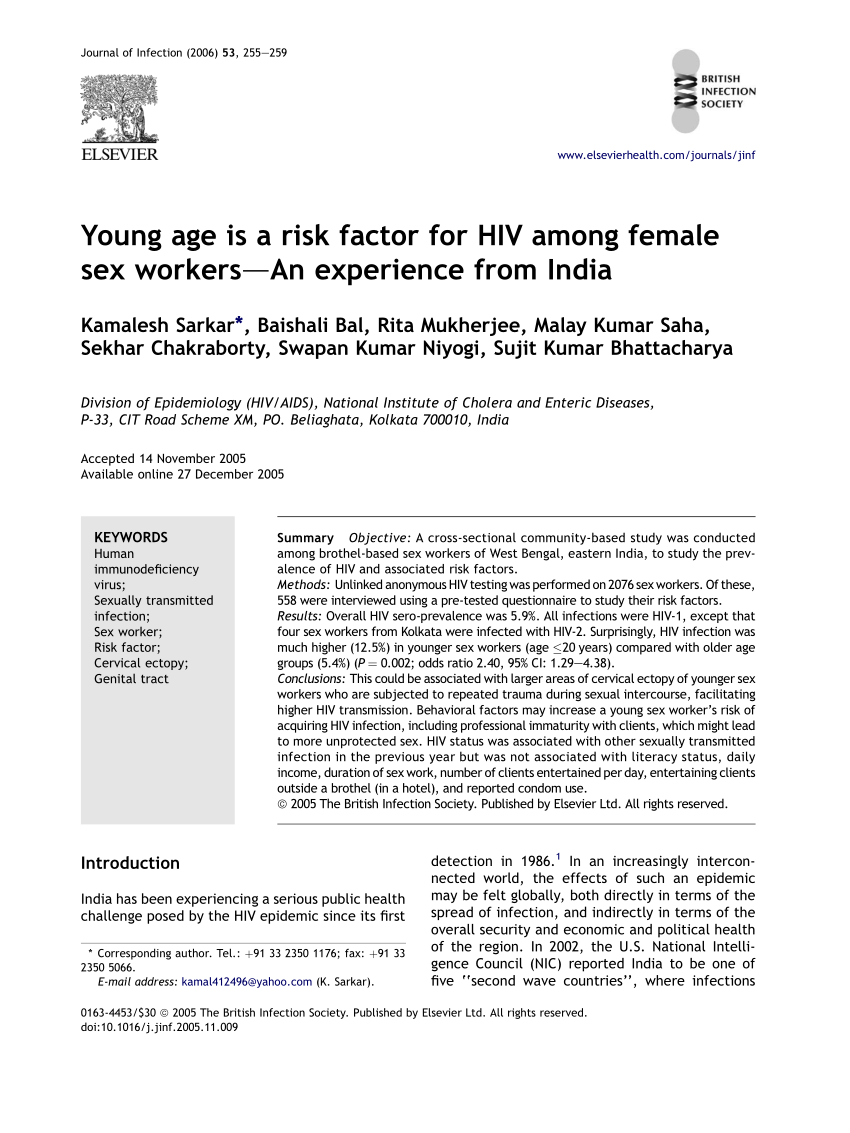 Pdf Young Age Is A Risk Factor For Hiv Among Female Sex Workers An Experience From India
