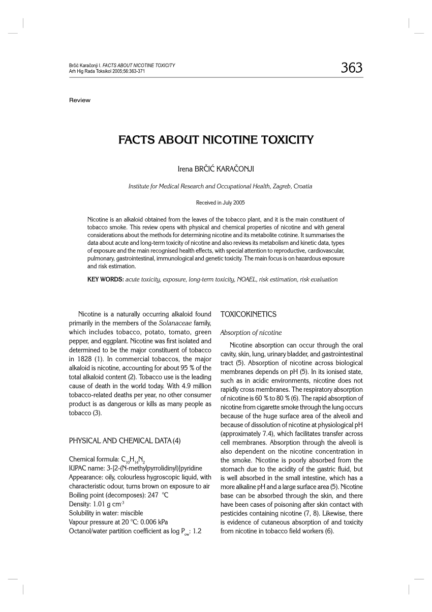 research paper on nicotine