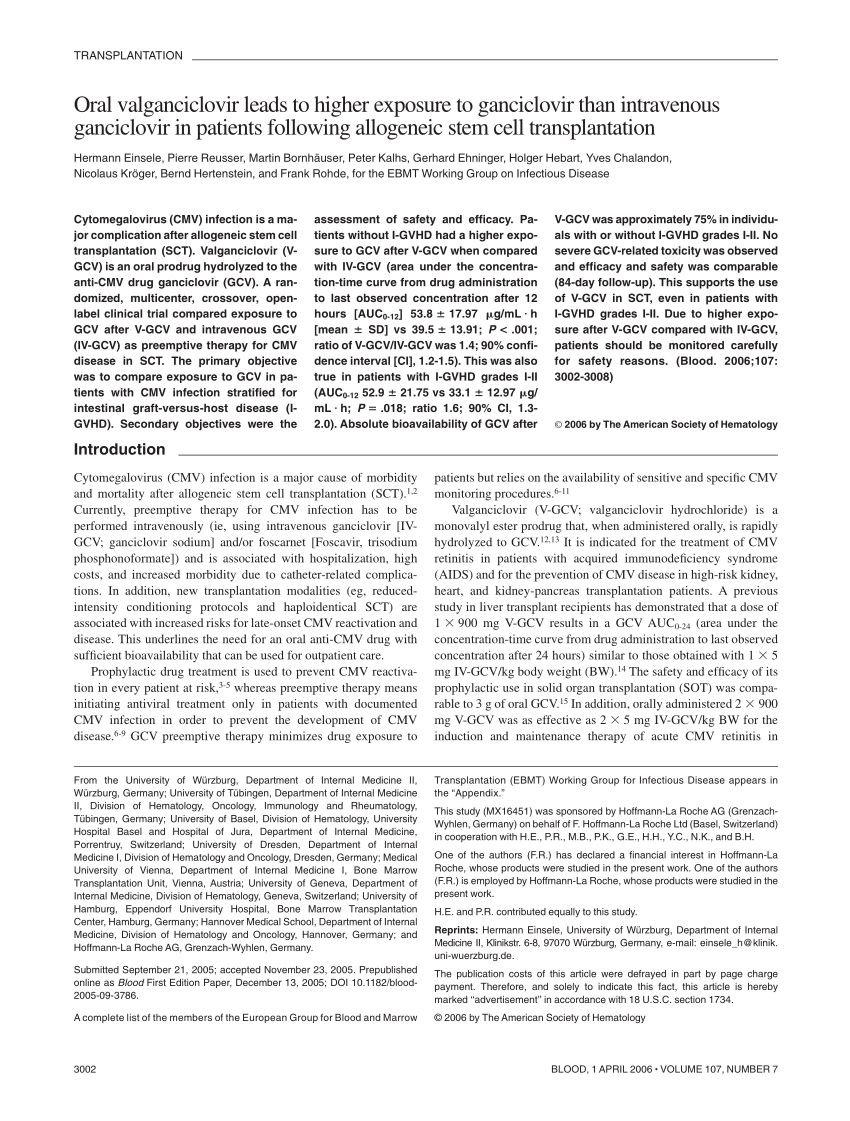 Pdf Oral Valganciclovir Leads To Higher Exposure To Ganciclovir Than