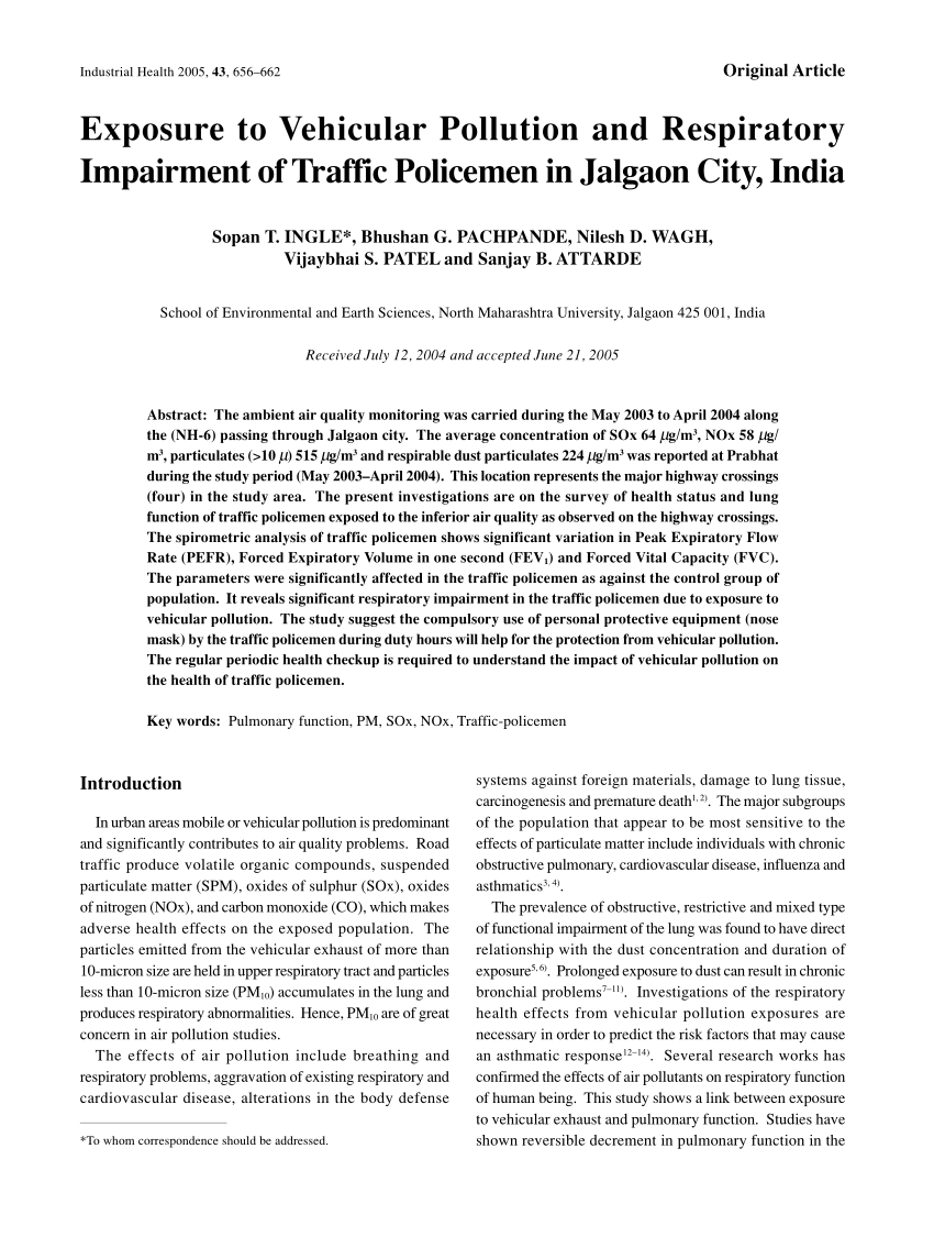 effects of air pollution on traffic police proposed methodology