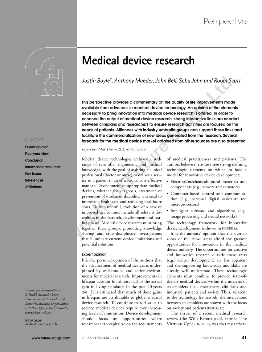 medical device research topics