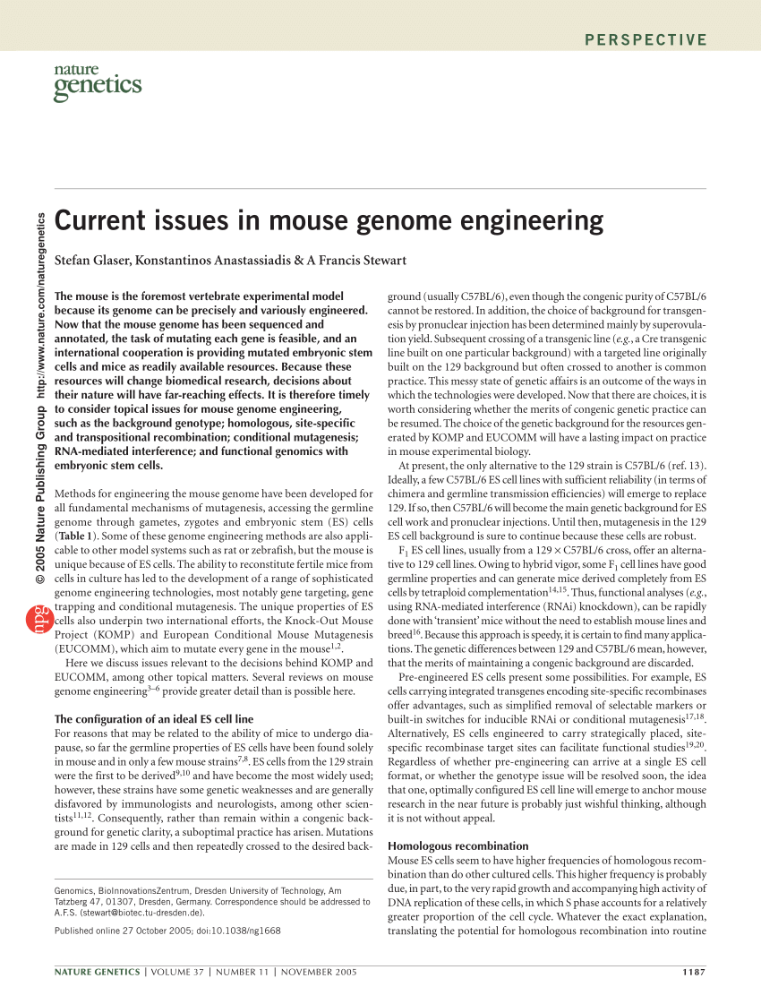 Halvkreds udskiftelig Bageri PDF) Current issues in mouse genome engineering