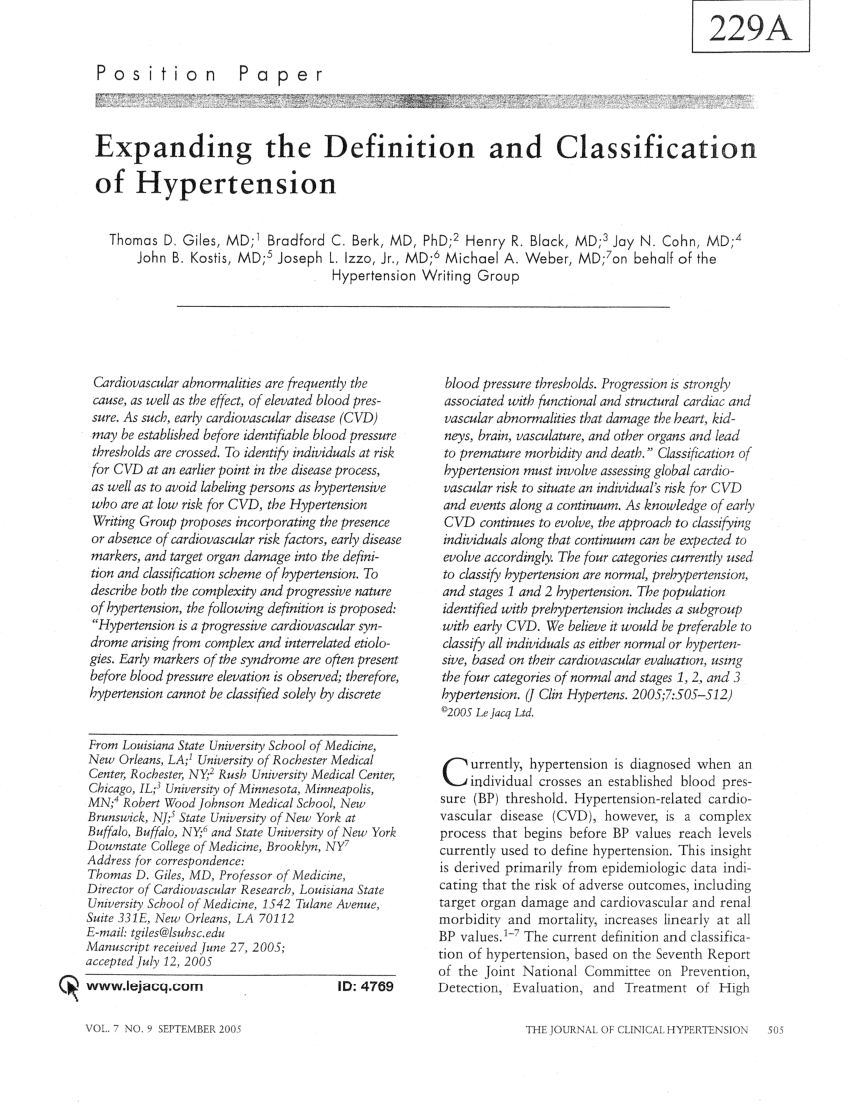 hypertension definition journal article)