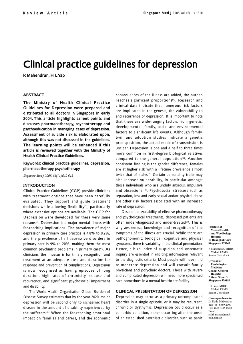 clinical depression research paper