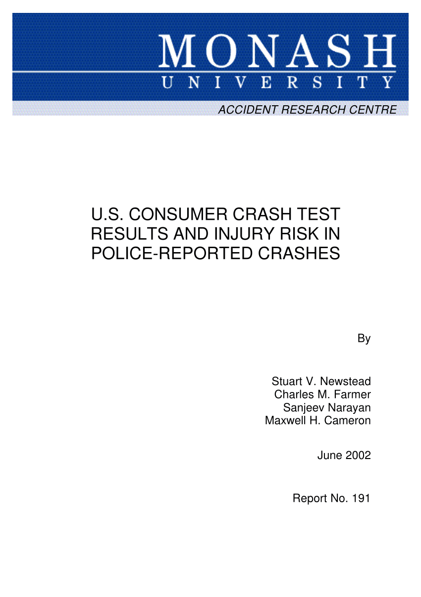PDF) U.S. Consumer Crash Test Results and Injury Risk in Police ...