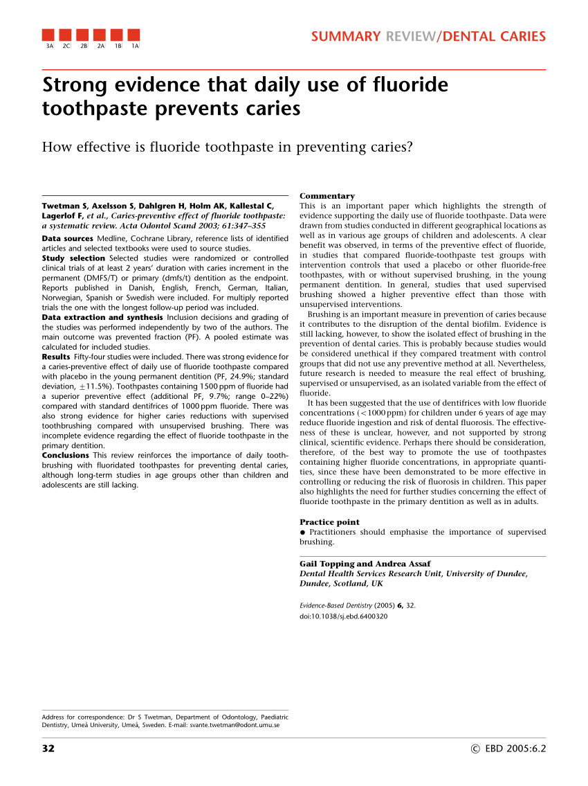 fluoride toothpaste research