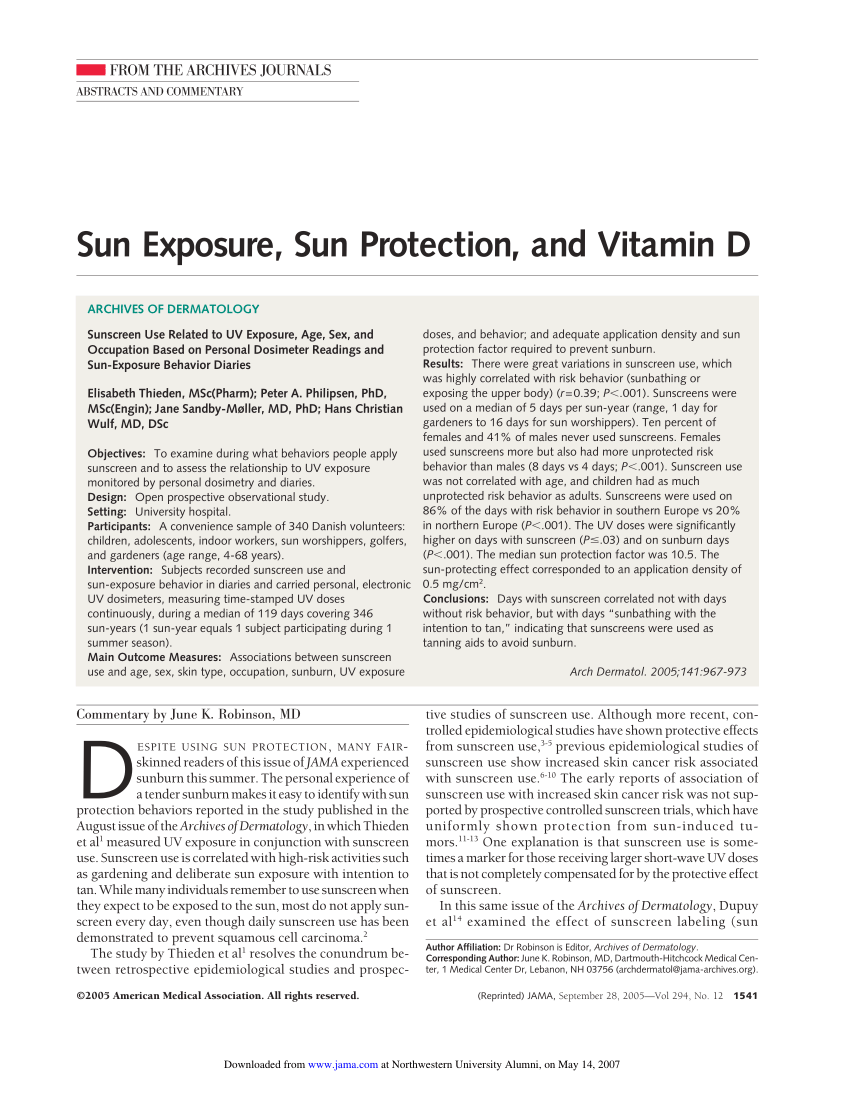 Pdf Sun Exposure Sun Protection And Vitamin D