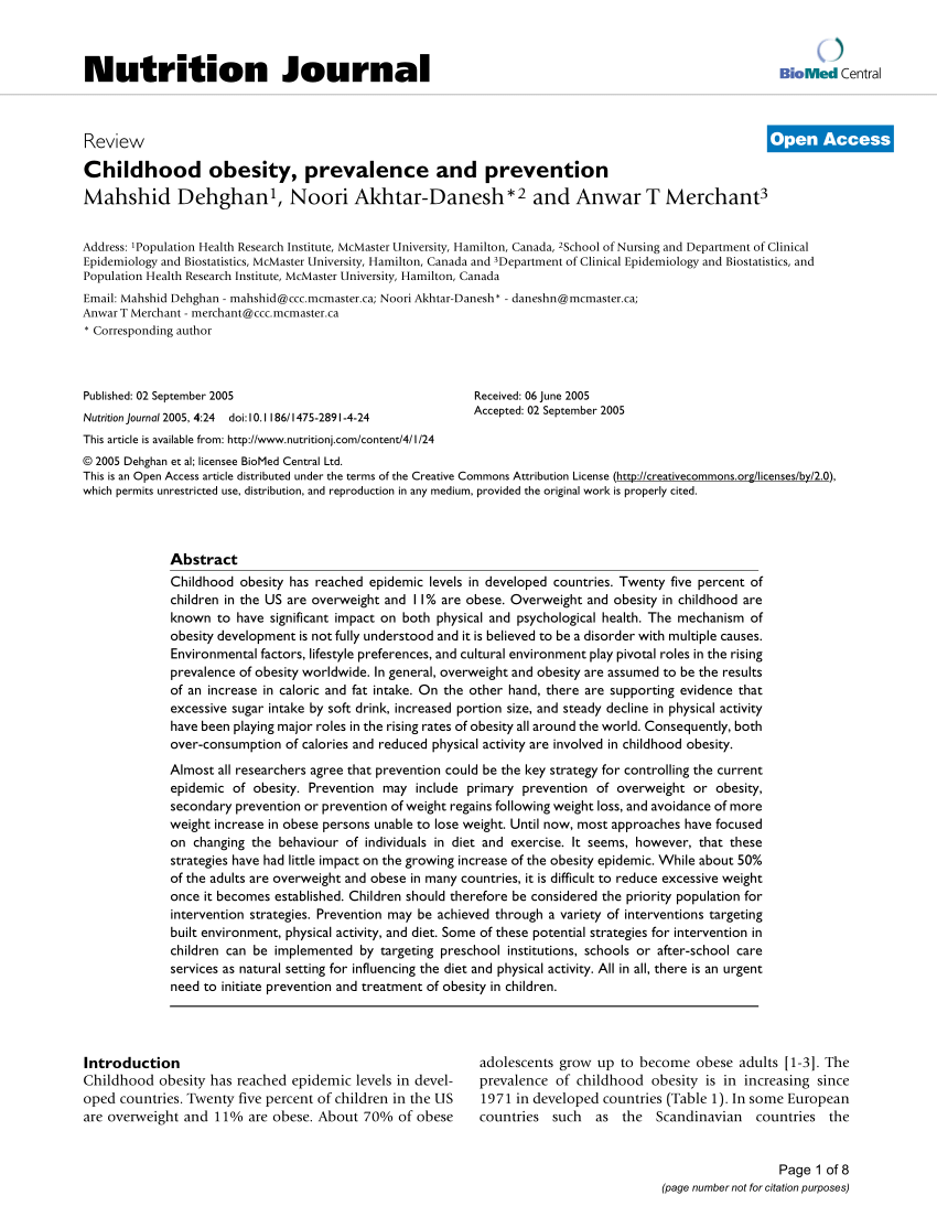 research on obesity in childhood