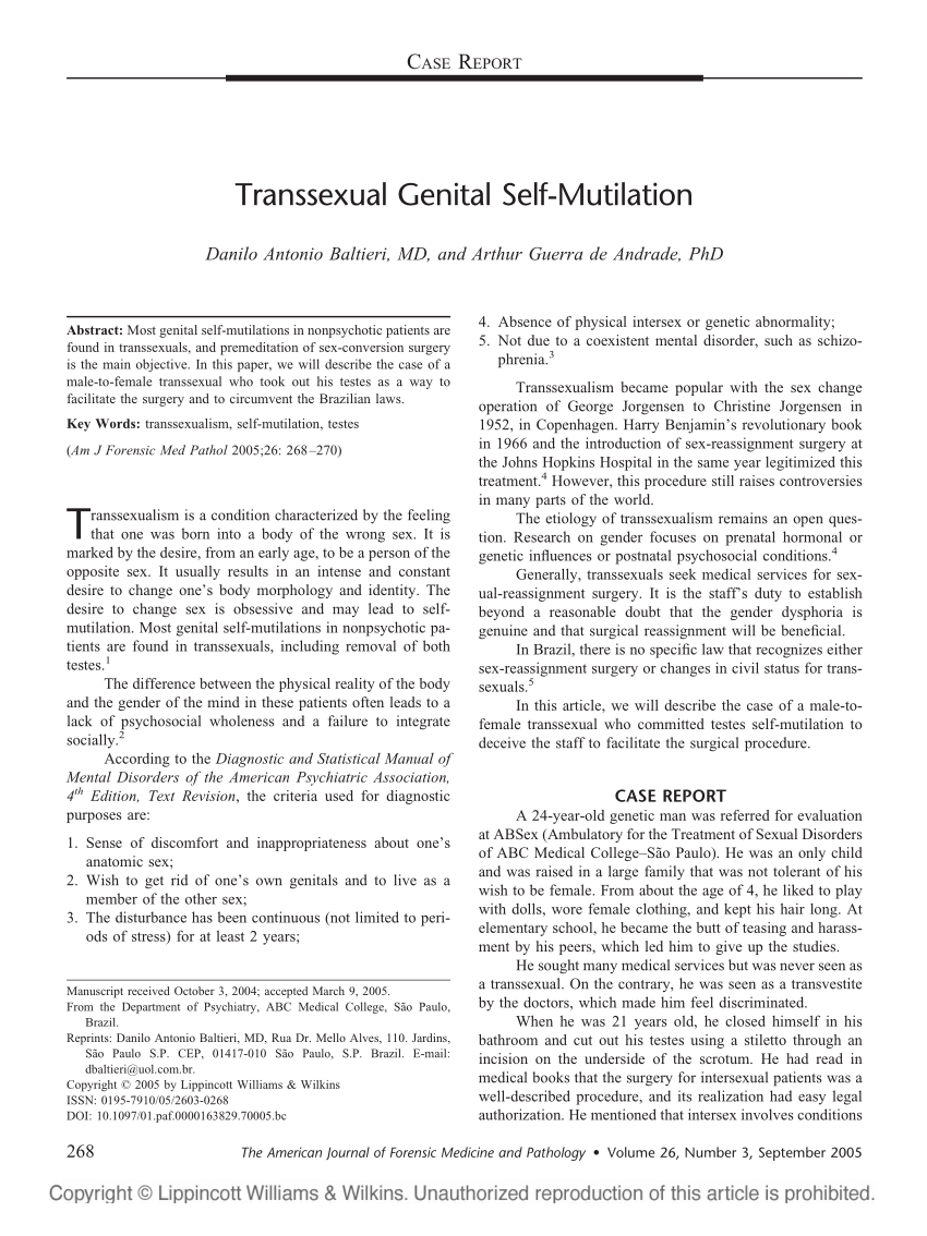 PDF) Transsexual Genital Self-Mutilation