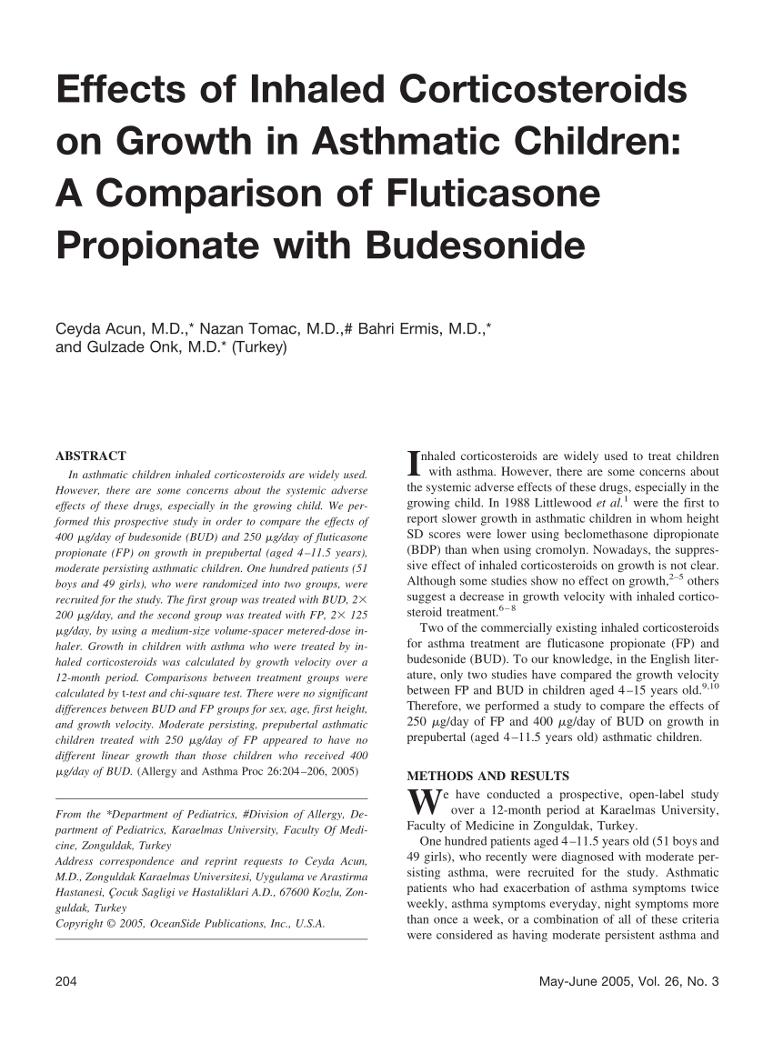 PDF Effects of inhaled corticosteroids on growth in asthmatic  