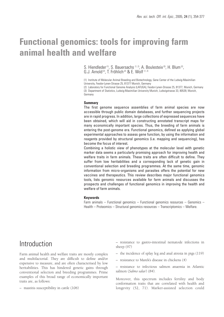 PDF) Functional genomics: Tools for improving farm animal health and welfare
