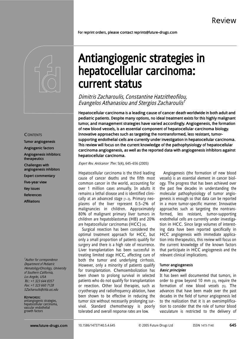 PDF) Antiangiogenic strategies in hepatocellular carcinoma 