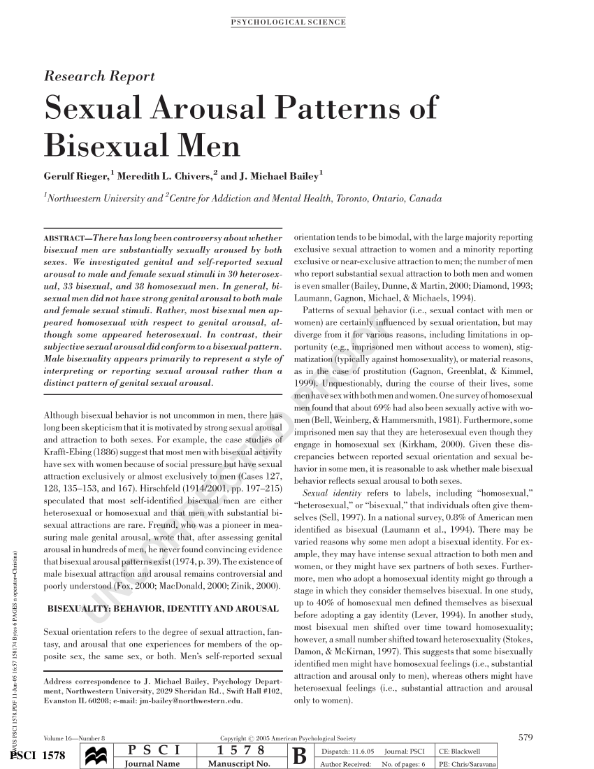 Pdf Sexual Arousal Patterns Of Bisexual Men