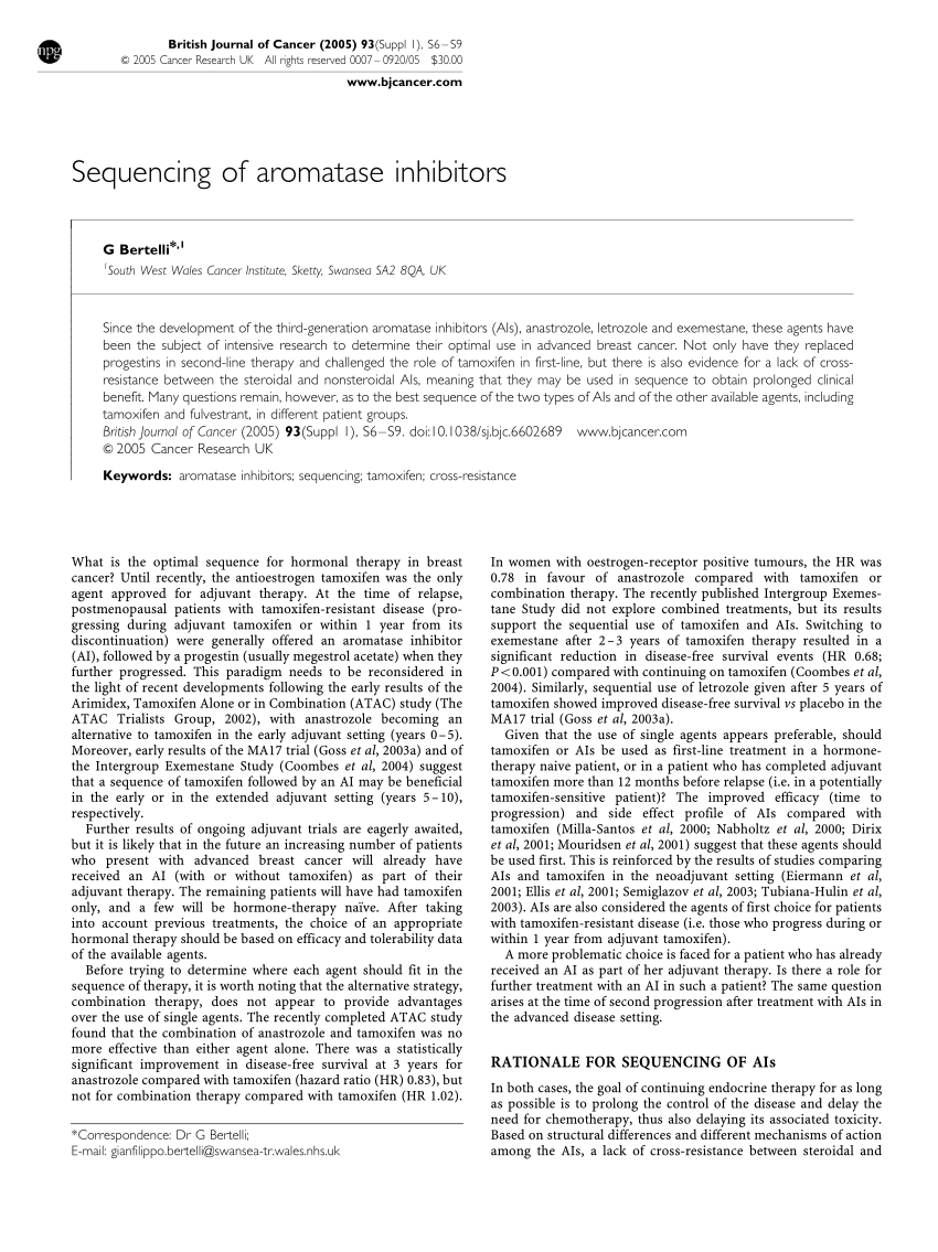 (PDF) Sequencing of aromatase inhibitors