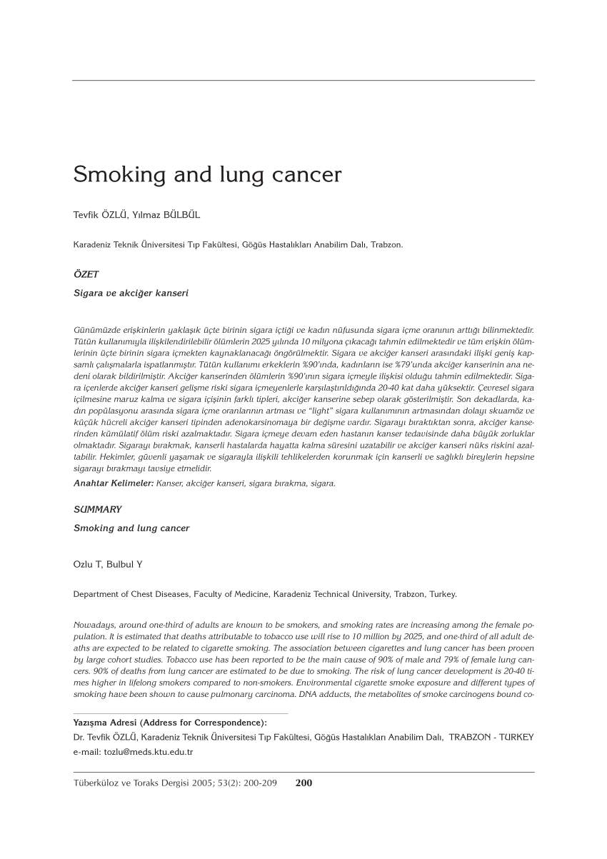 smoking cancer research paper
