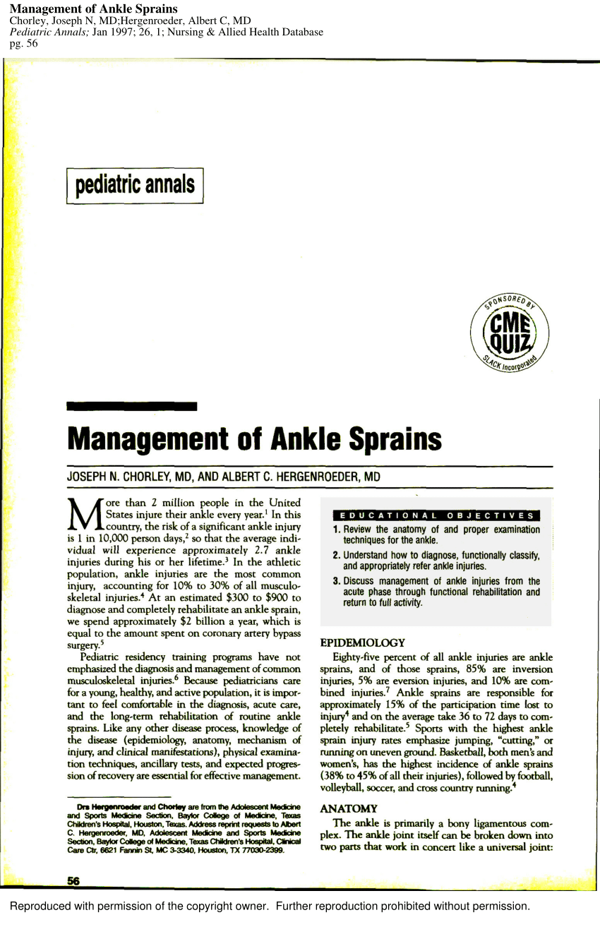 PDF) Ankle Sprain Discharge Instructions From the Emergency Department