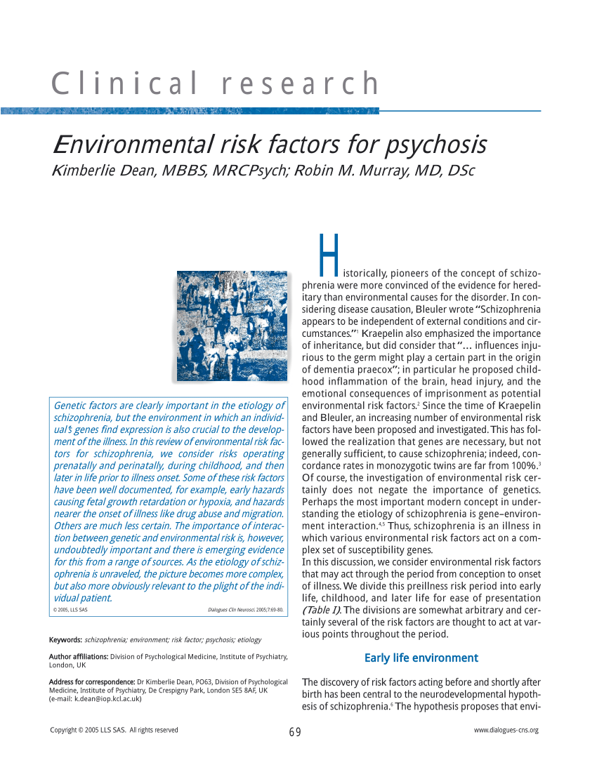 PDF) Environmental risk factors for psychosis