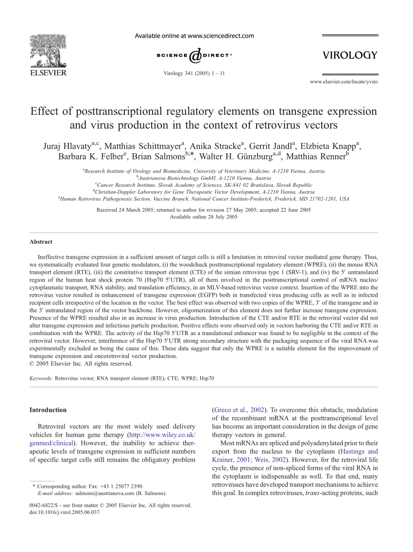 (PDF) Effect of posttranscriptional regulatory elements on transgene