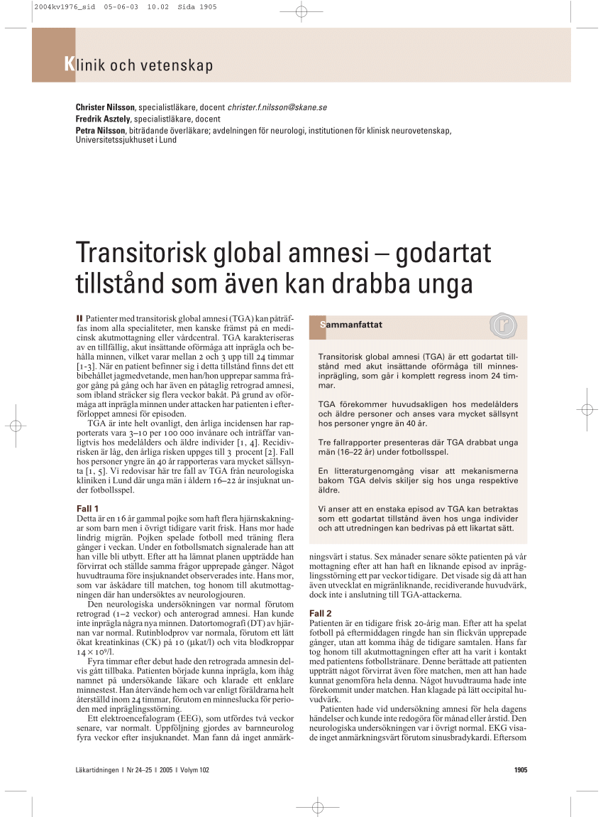 temporary transient global amnesia