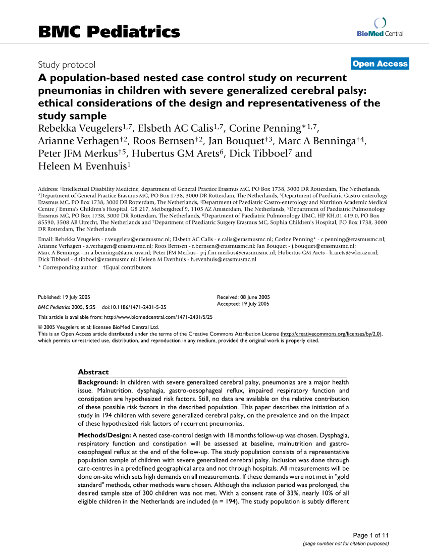 Botanist logboek salon PDF) A population-based nested case control study on recurrent pneumonias  in children with severe generalized cerebral palsy: Ethical considerations  of the design and representativeness of the study sample