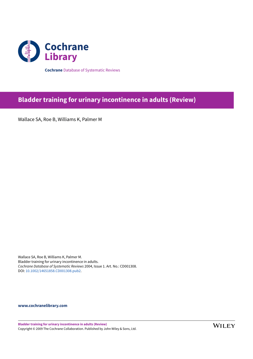 Pdf Bladder Training For Urinary Incontinence In Adults