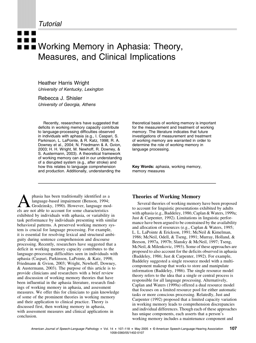 literature review working memory