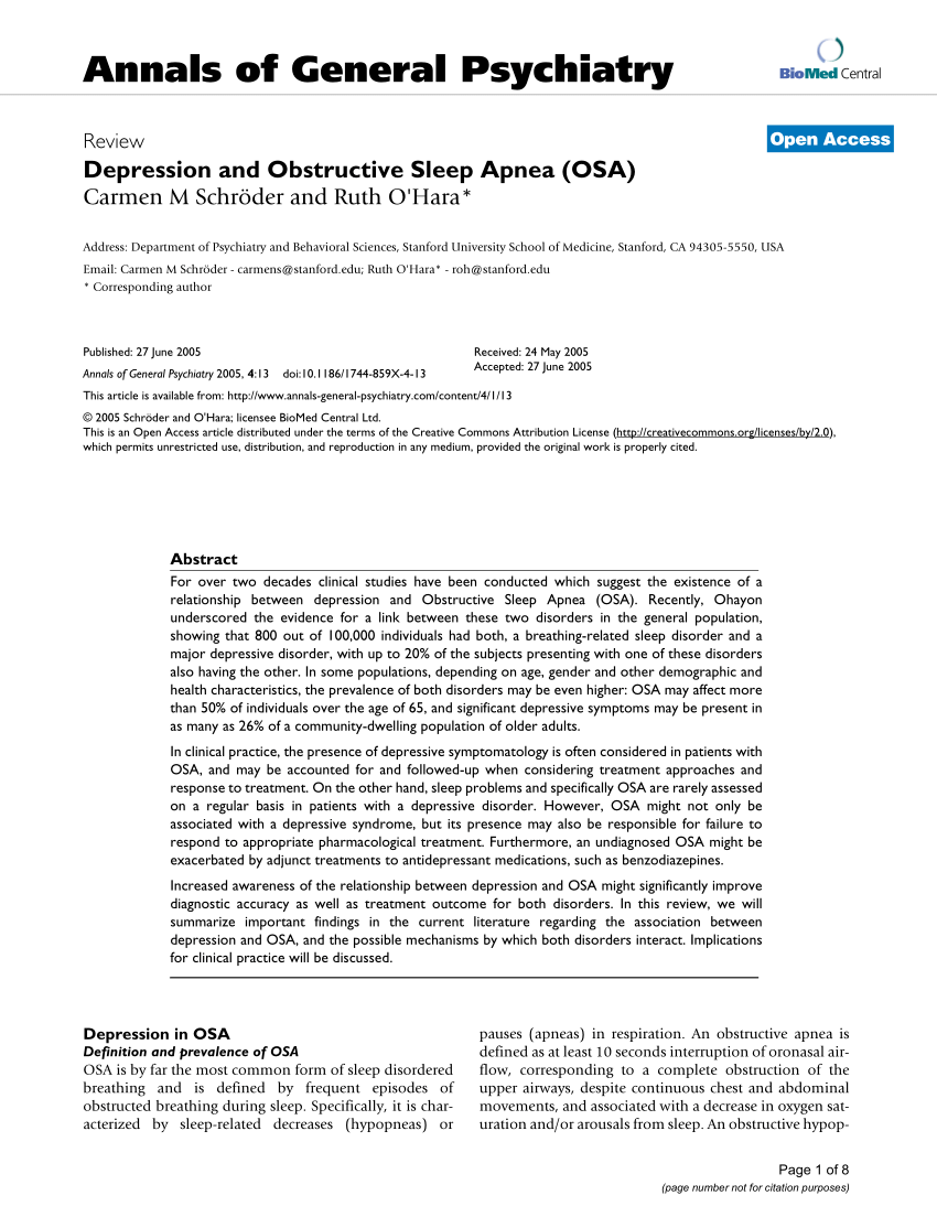 pdf) depression and obstructive sleep apnea (osa)