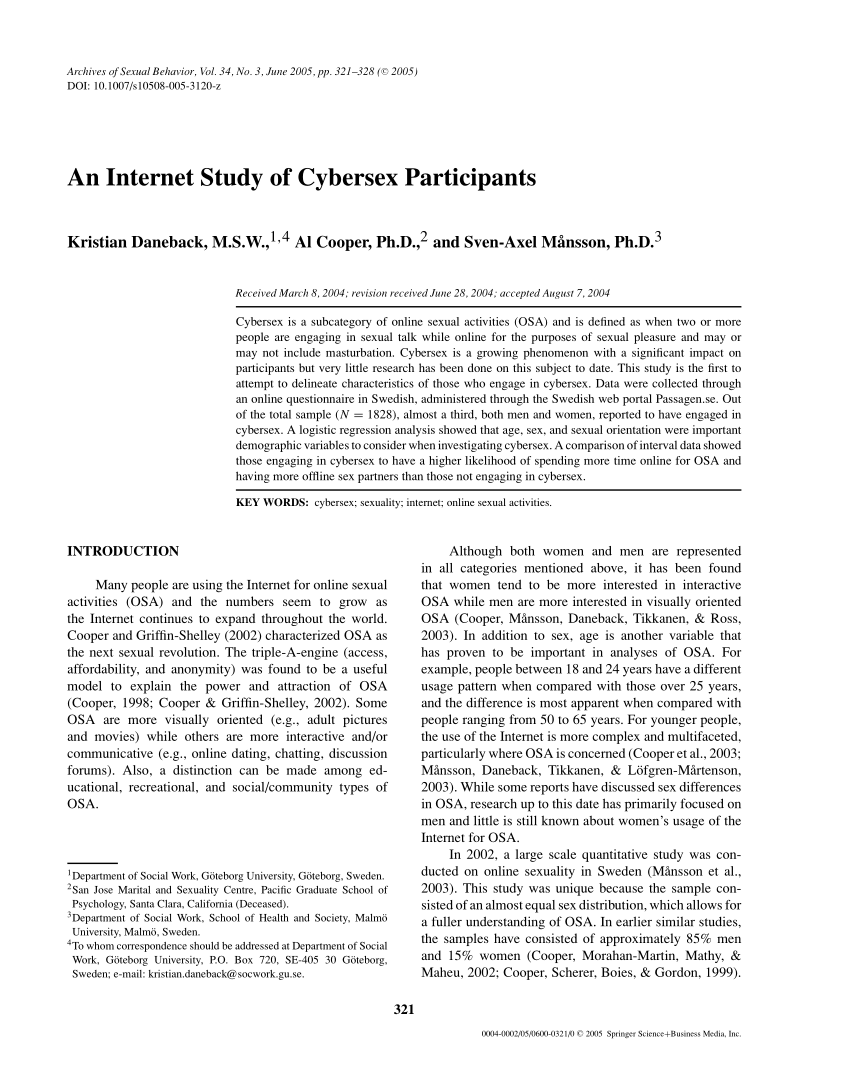 PDF) An Internet Study of Cybersex Participants picture image
