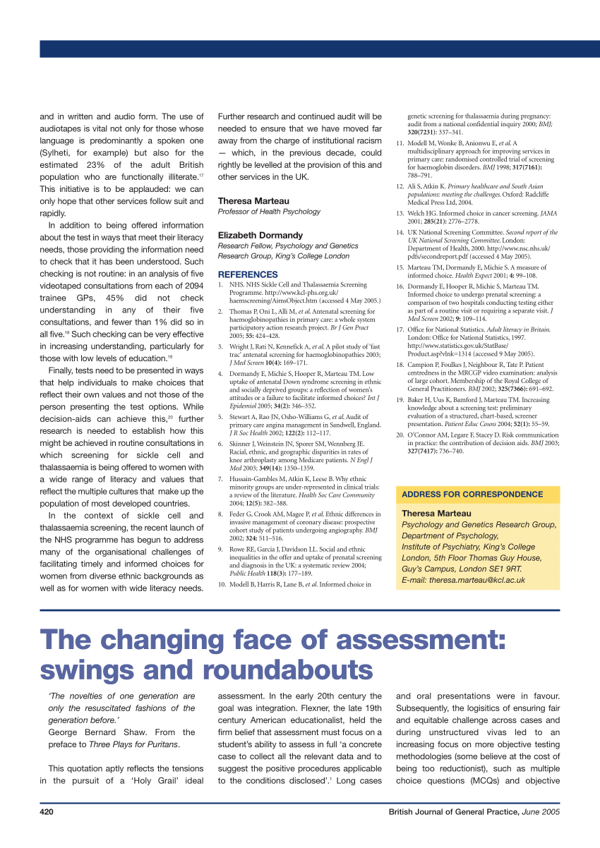 Pdf The Changing Face Of Assessment Swings And Roundabouts