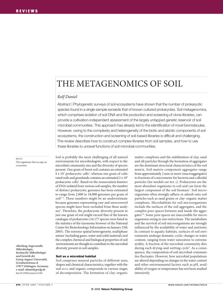 PDF) The Metagenomics of Soil