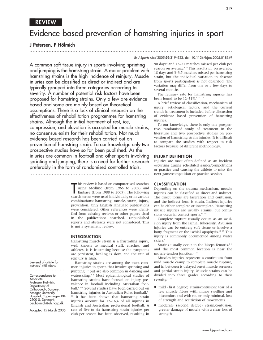 Treatment and Prevention of Hamstring Injuries