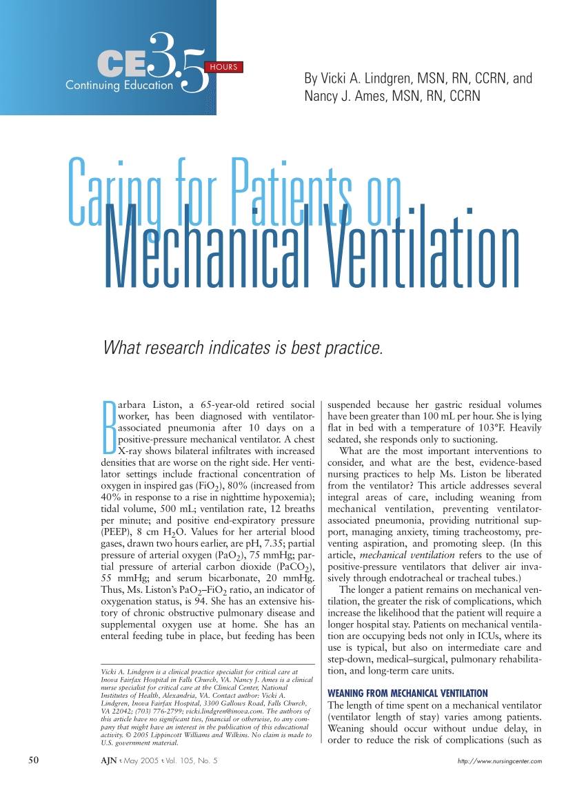 mechanical ventilation research paper