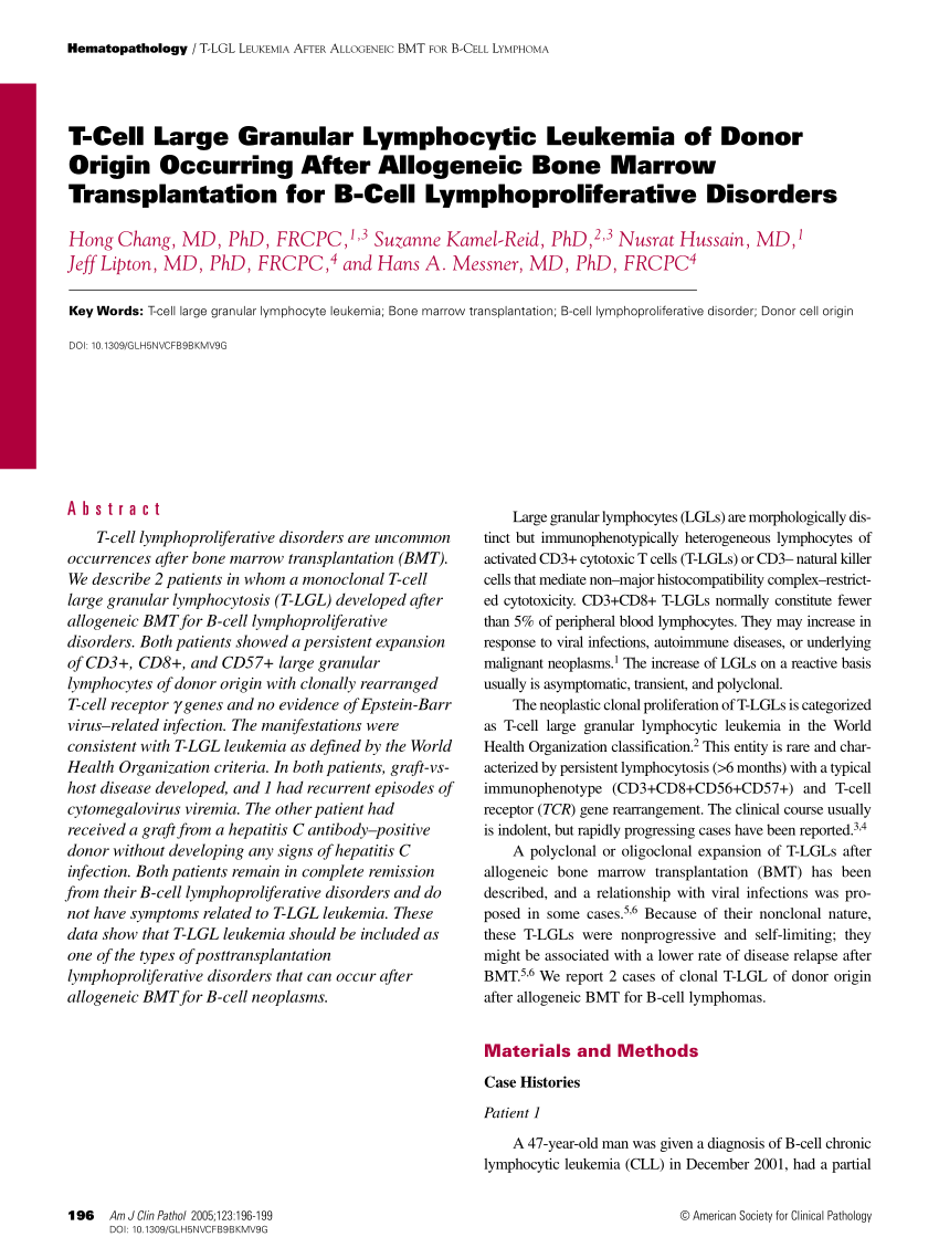(PDF) Monoclonal expansion of large granular lymphocytes 