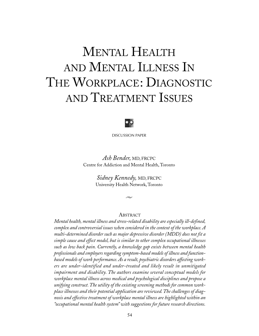 research paper on mental illness