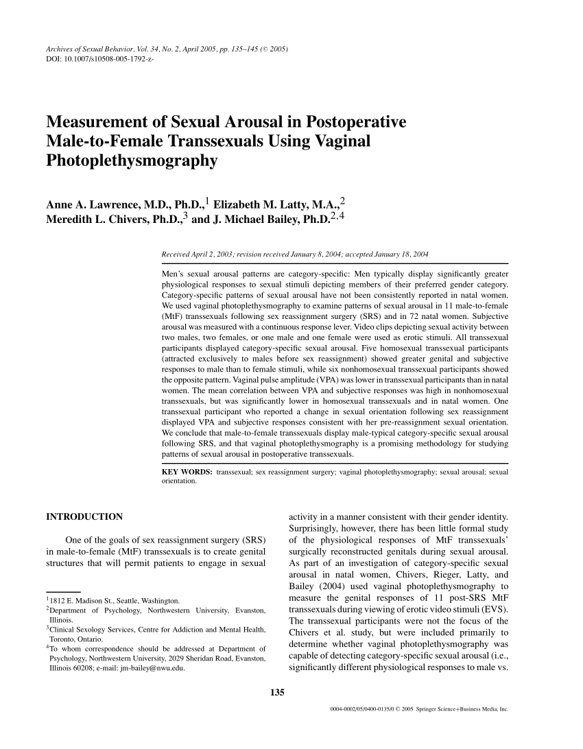 Asian Clit 1 2 3 - PDF) Measurement of Sexual Arousal in Postoperative Male-to ...