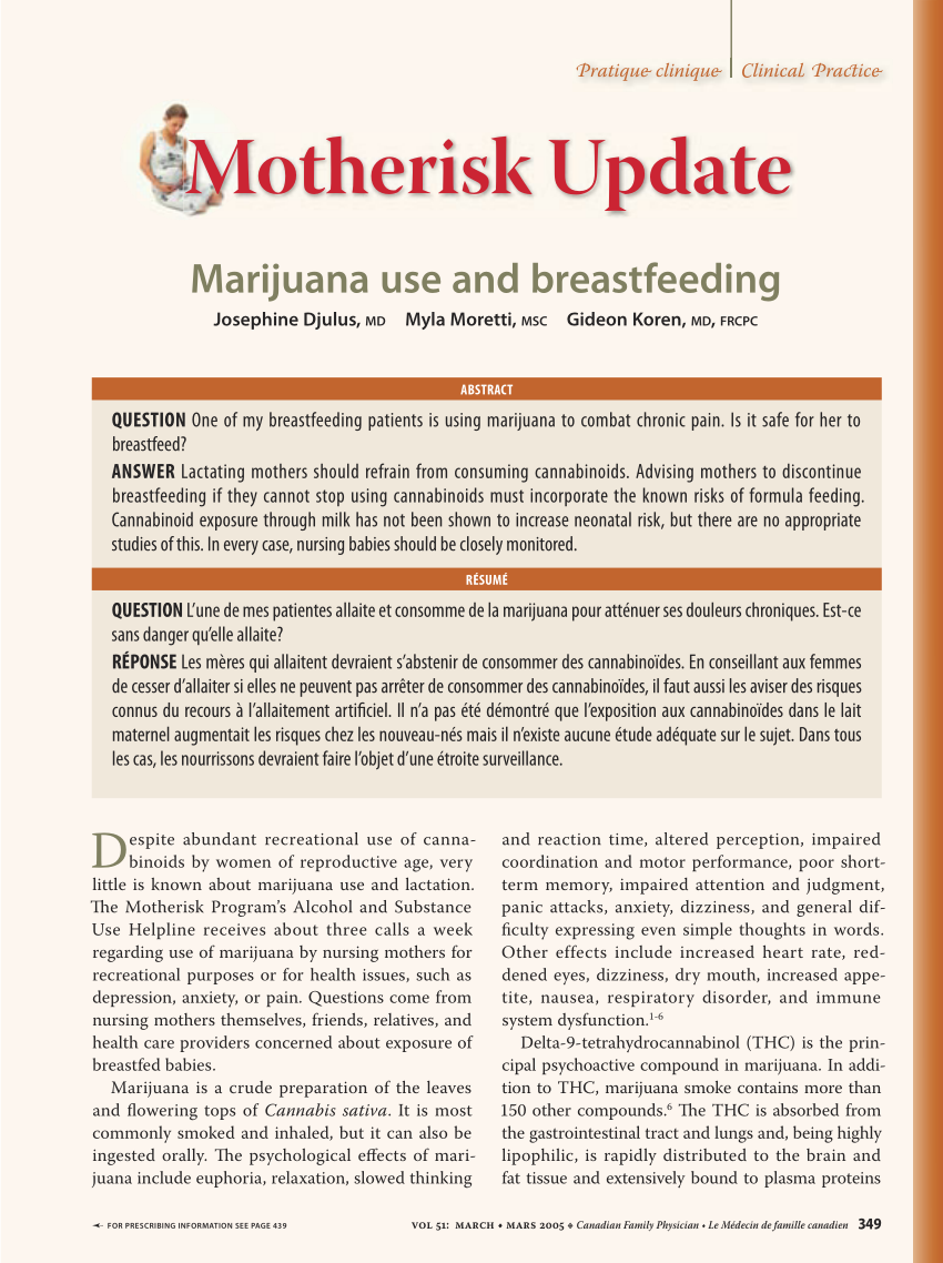 (PDF) Motherisk update Marijuana use and breastfeeding