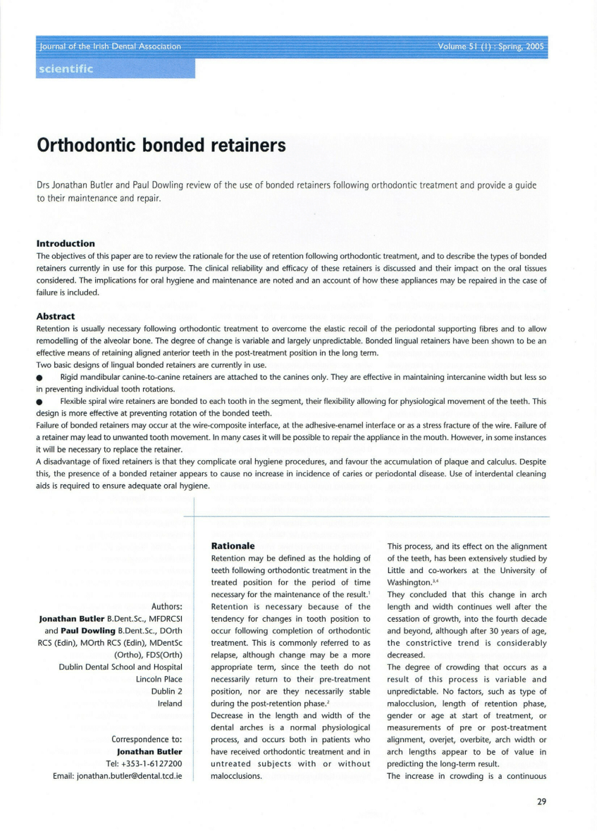 Pdf Orthodontic Bonded Retainers 4152