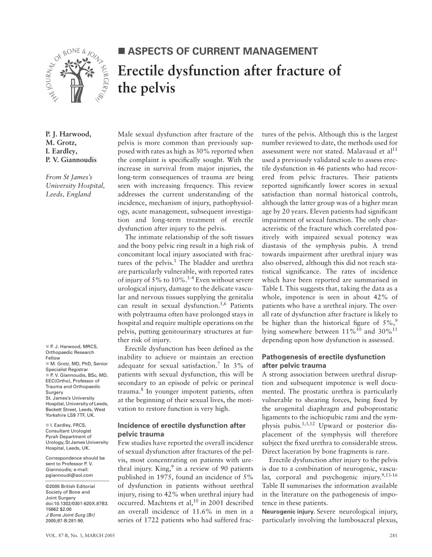 PDF Erectile dysfunction after fracture of the pelvis