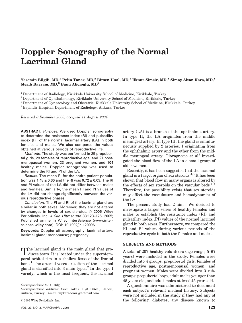 PDF Doppler sonography of the normal lacrimal gland 