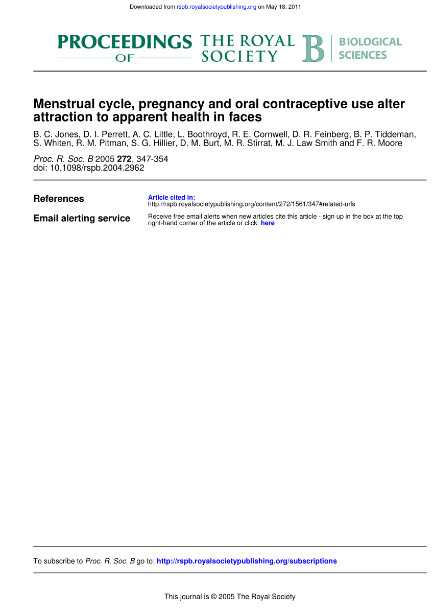 Pdf Menstrual Cycle Pregnancy And Oral Contraceptive Use Alter Attraction To Apparent Health In Faces
