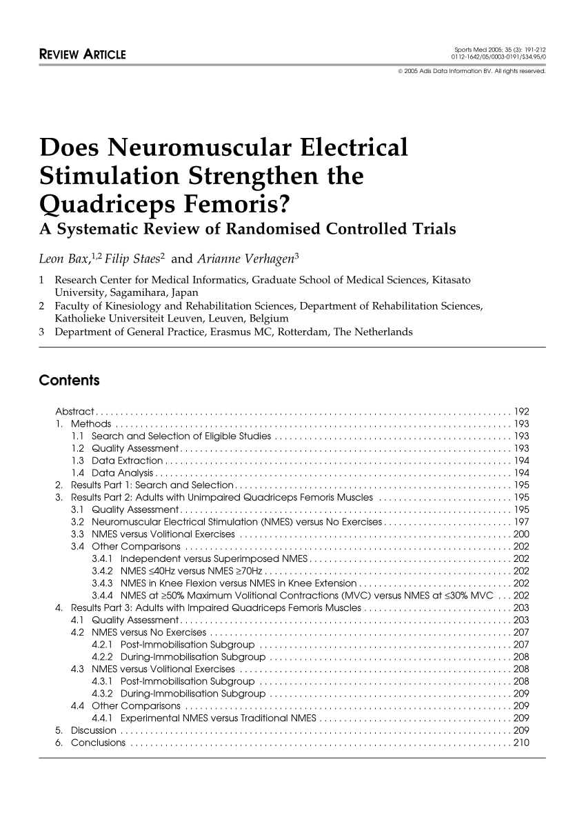 PDF] NEUROMUSCULAR ELECTRICAL STIMULATION OF MEDIUM AND LOW FREQUENCY ON  THE QUADRICEPS FEMORIS