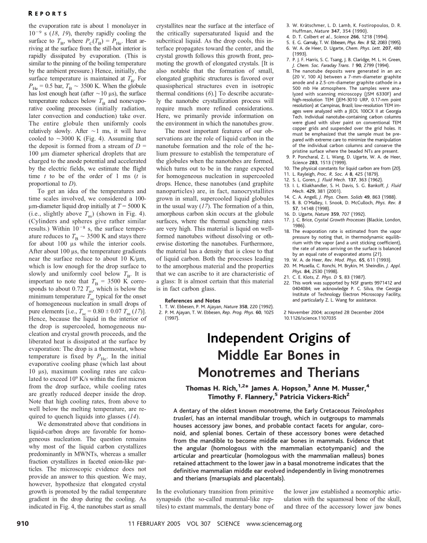 Pdf Response To Comments On Independent Origins Of Middle Ear Bones In Monotremes And Therians