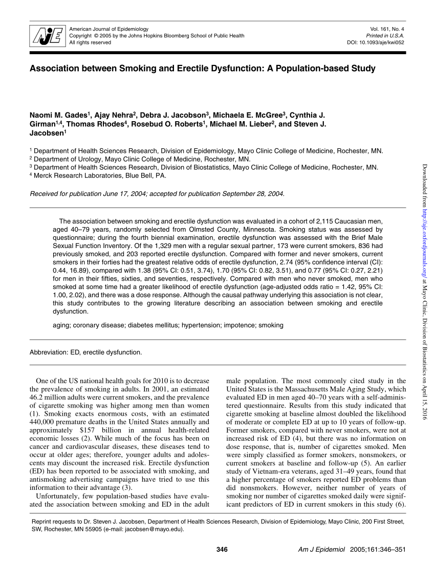 PDF Association between Smoking and Erectile Dysfunction A