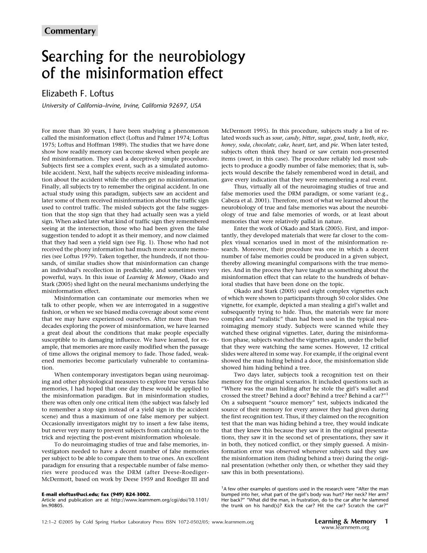 Key Study: Leading questions and the misinformation effect -  the car crash  study (Loftus and Palmer, 1974)