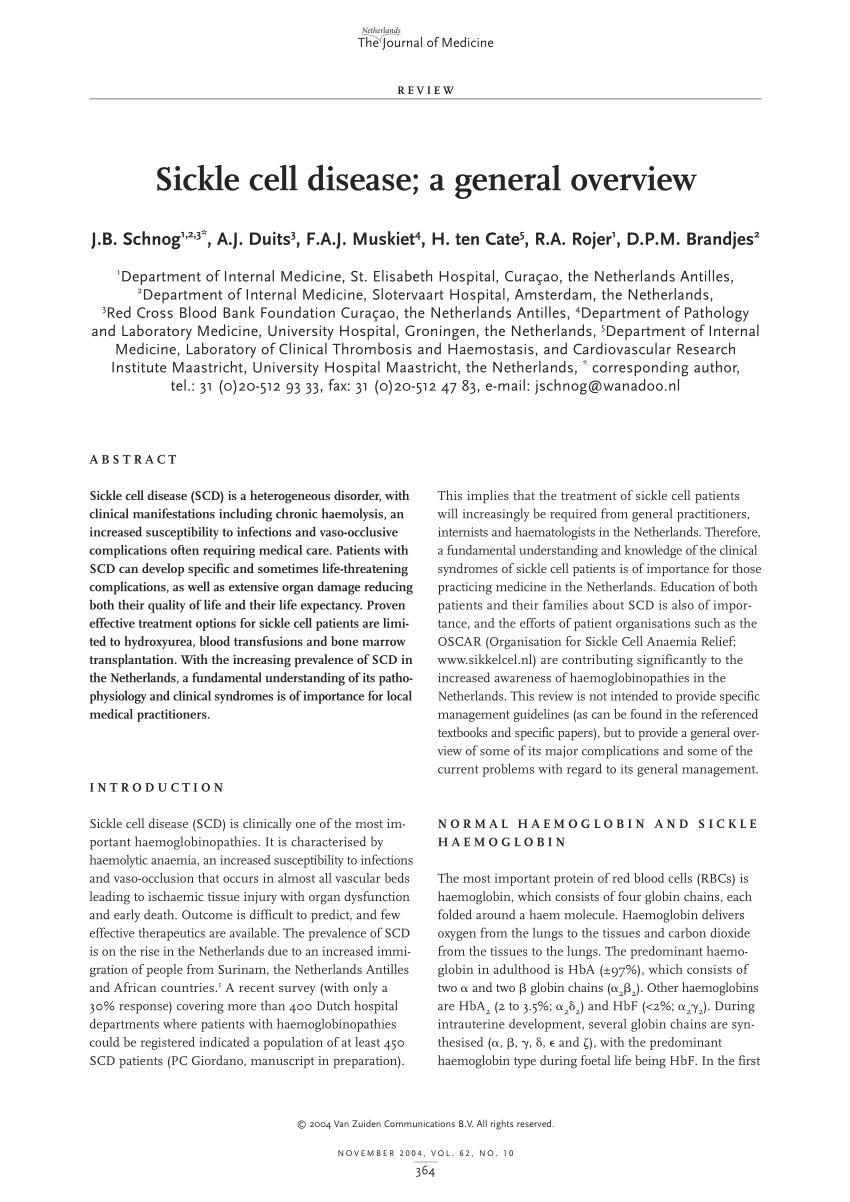 sickle cell research paper examples