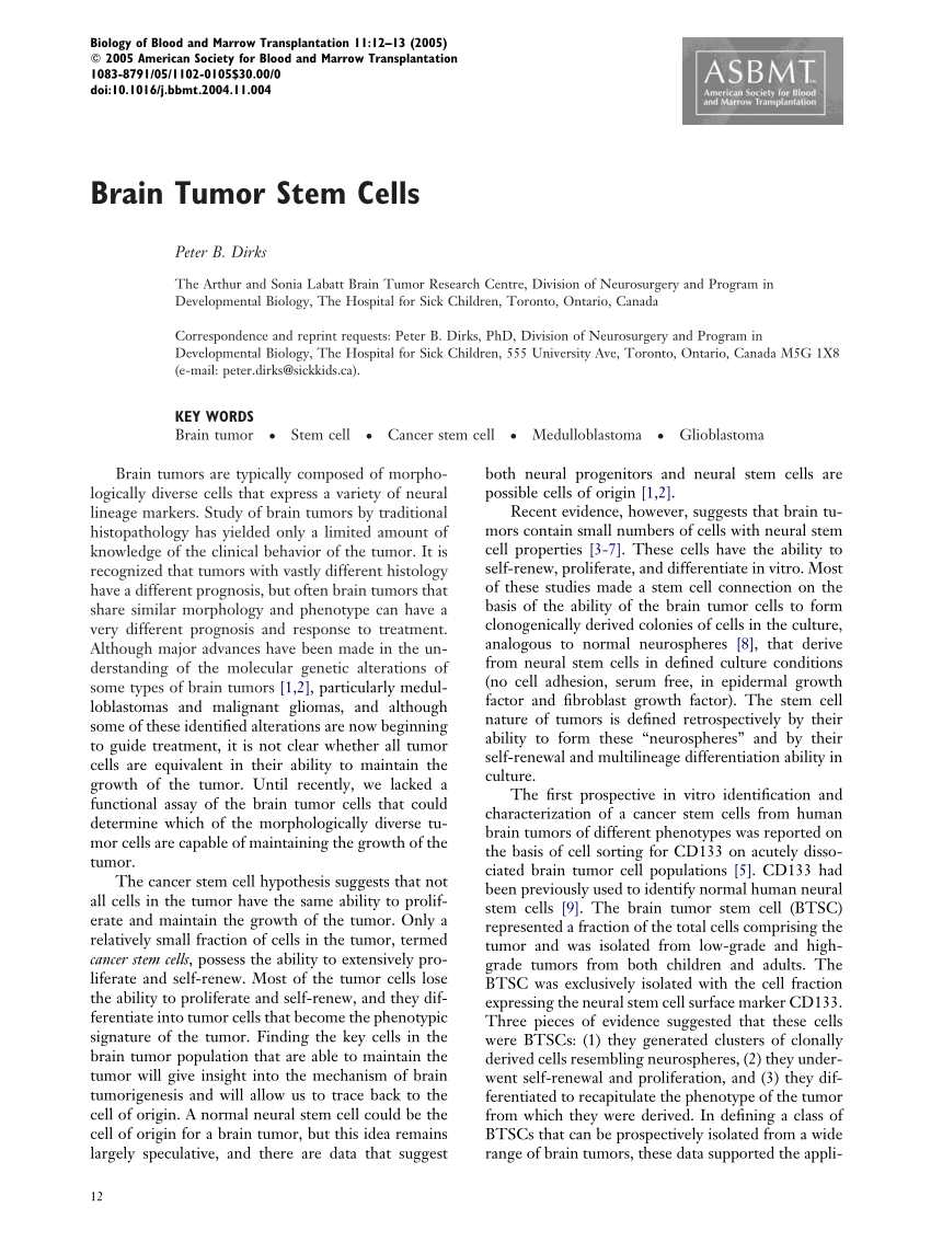 brain tumor research paper