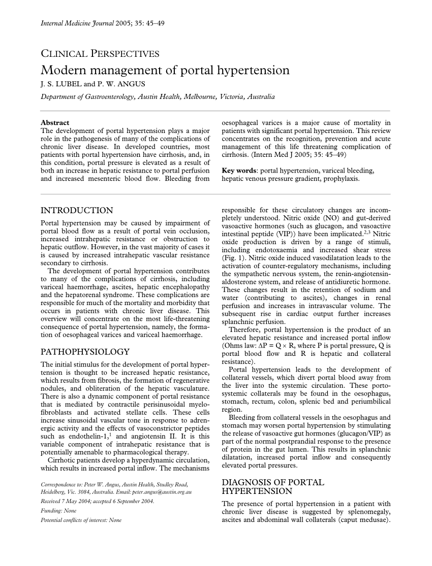 literature review on portal hypertension