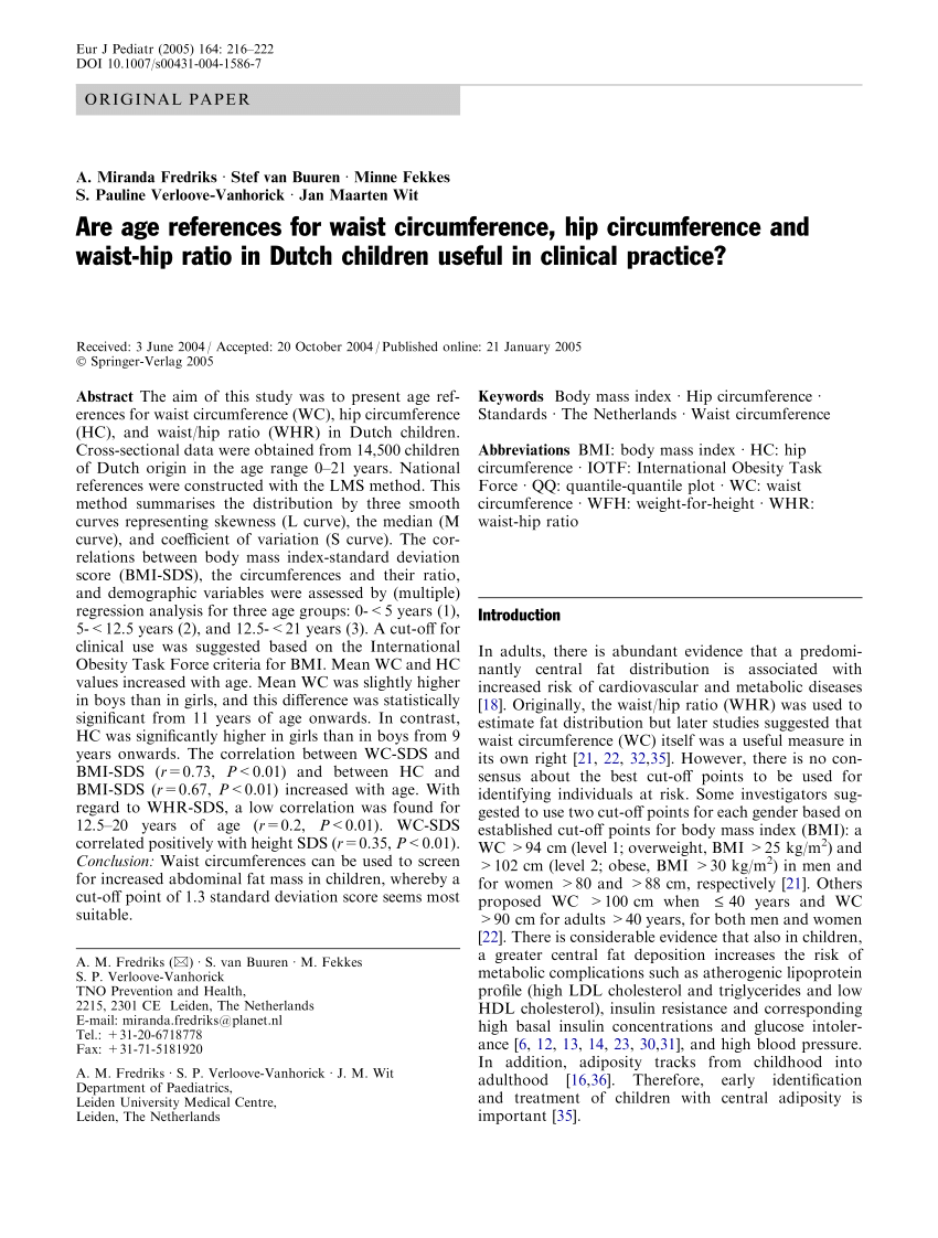 Waist-Hip Ratio (WHR) and waist circumference