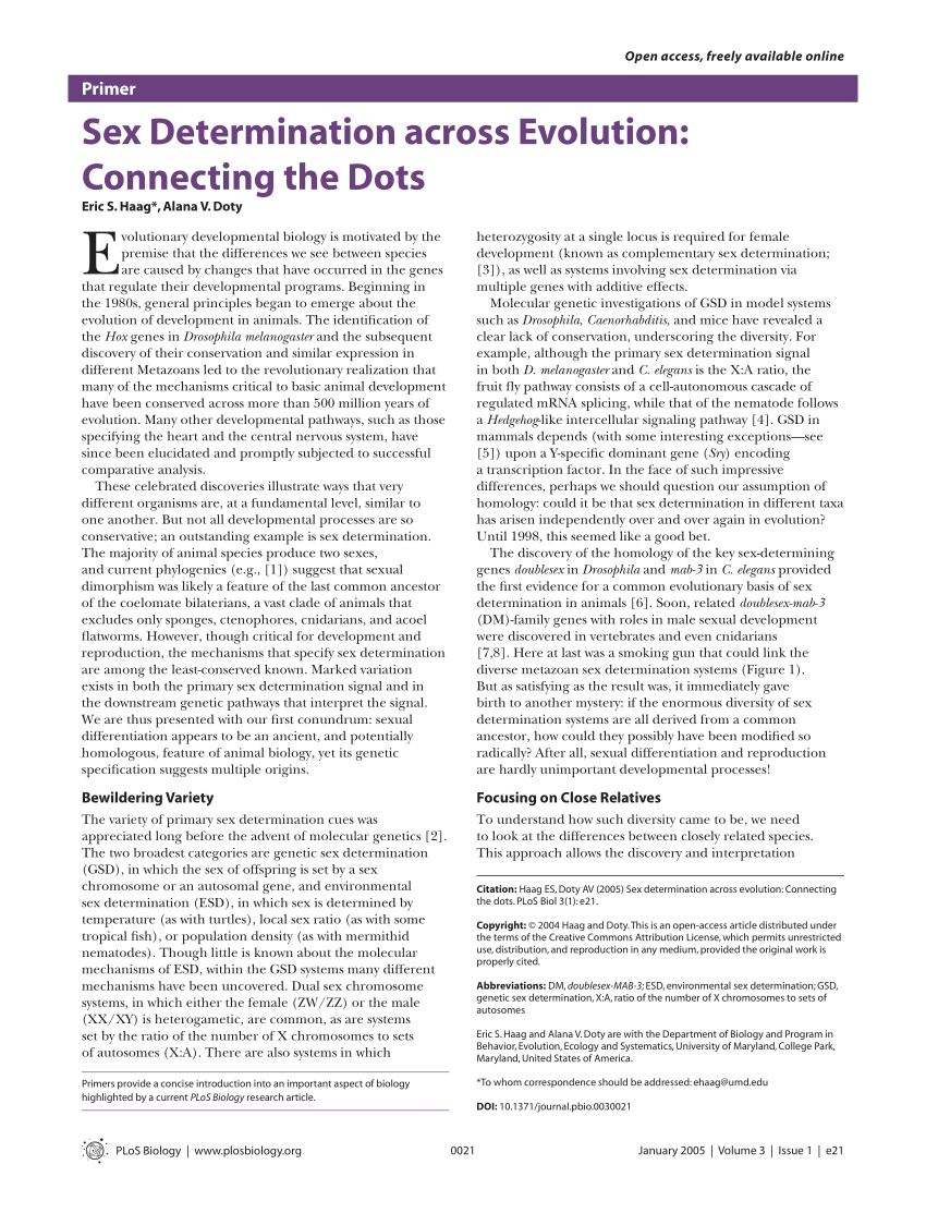 Pdf Sex Determination Across Evolution Connecting The Dots