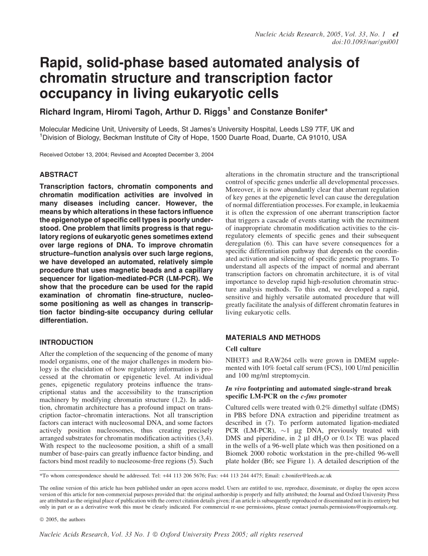 PDF) Rapid, solid-phase based automated analysis of chromatin ...